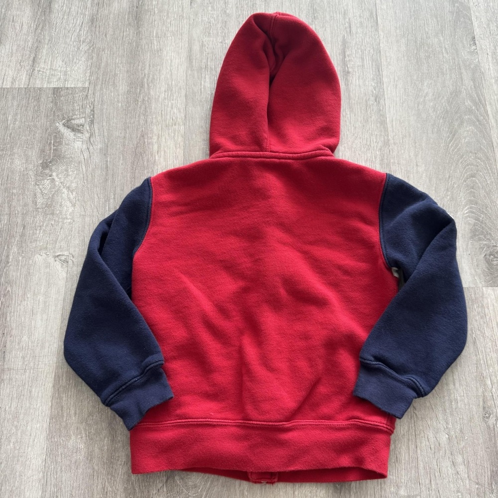 Polo Ralph Lauren Hoodie Boys 5 Red Navy Full Zip Fleece Big Pony Crest Patch 3 - Picture 6 of 6